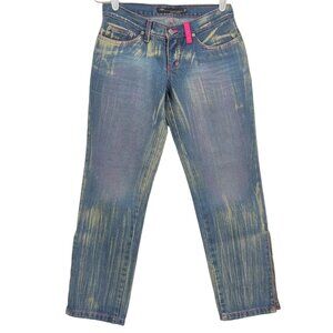 Jean Darrot Women's Denim Jeans Low Rise Stretch Zip Side Bottom Size 38 - US 28